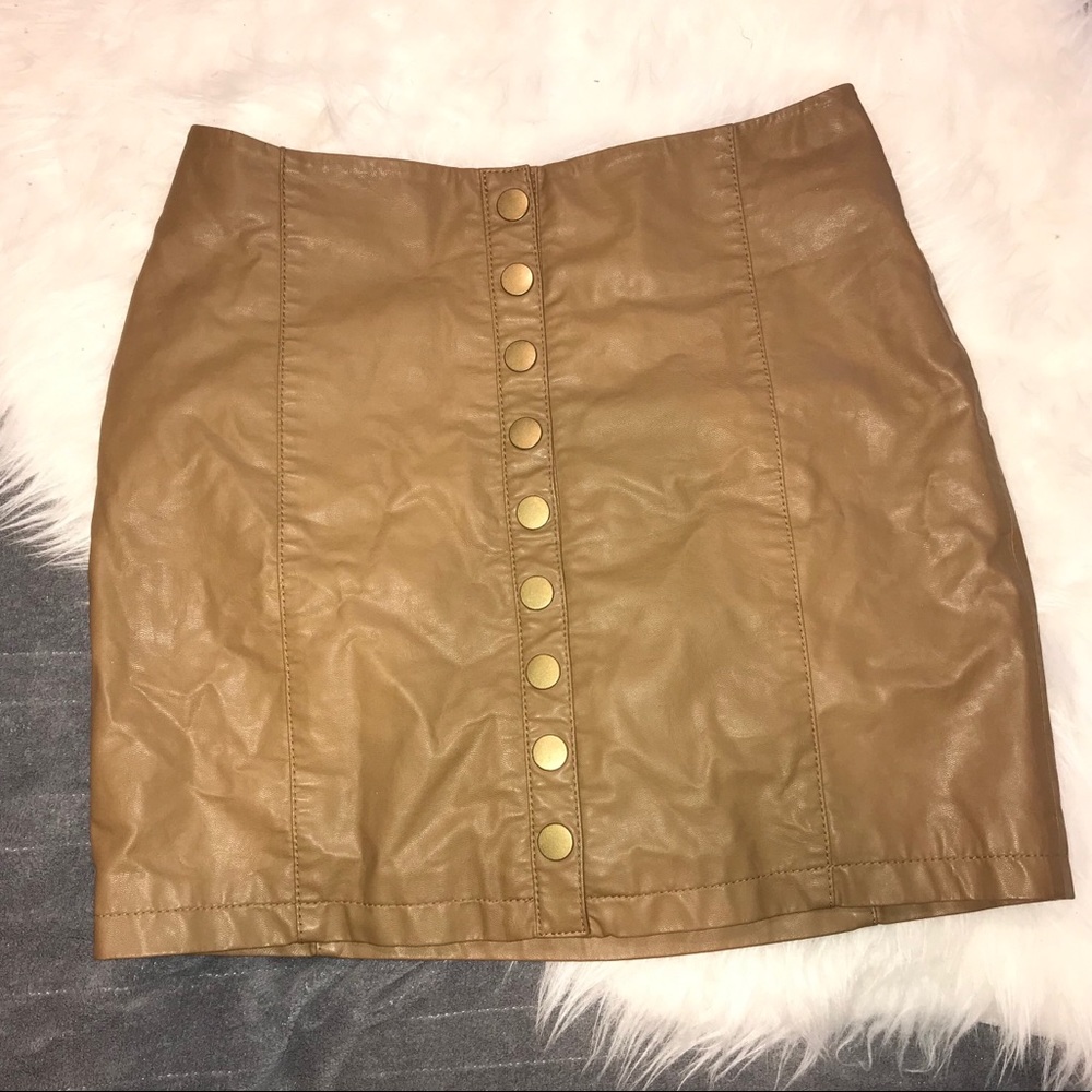 free people brown faux leather mini skirt